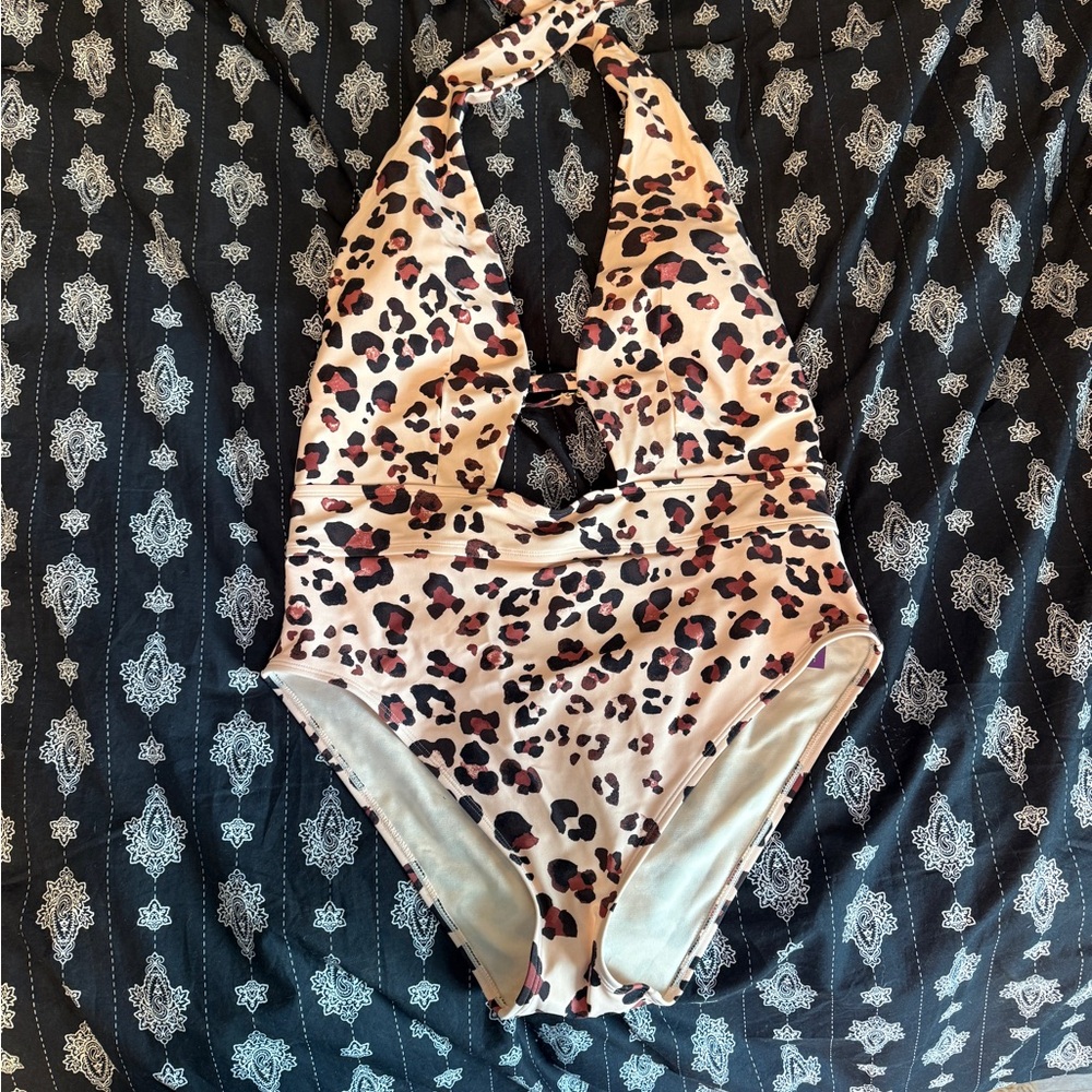 Adore Me Leopard Print Halter Swimsuit